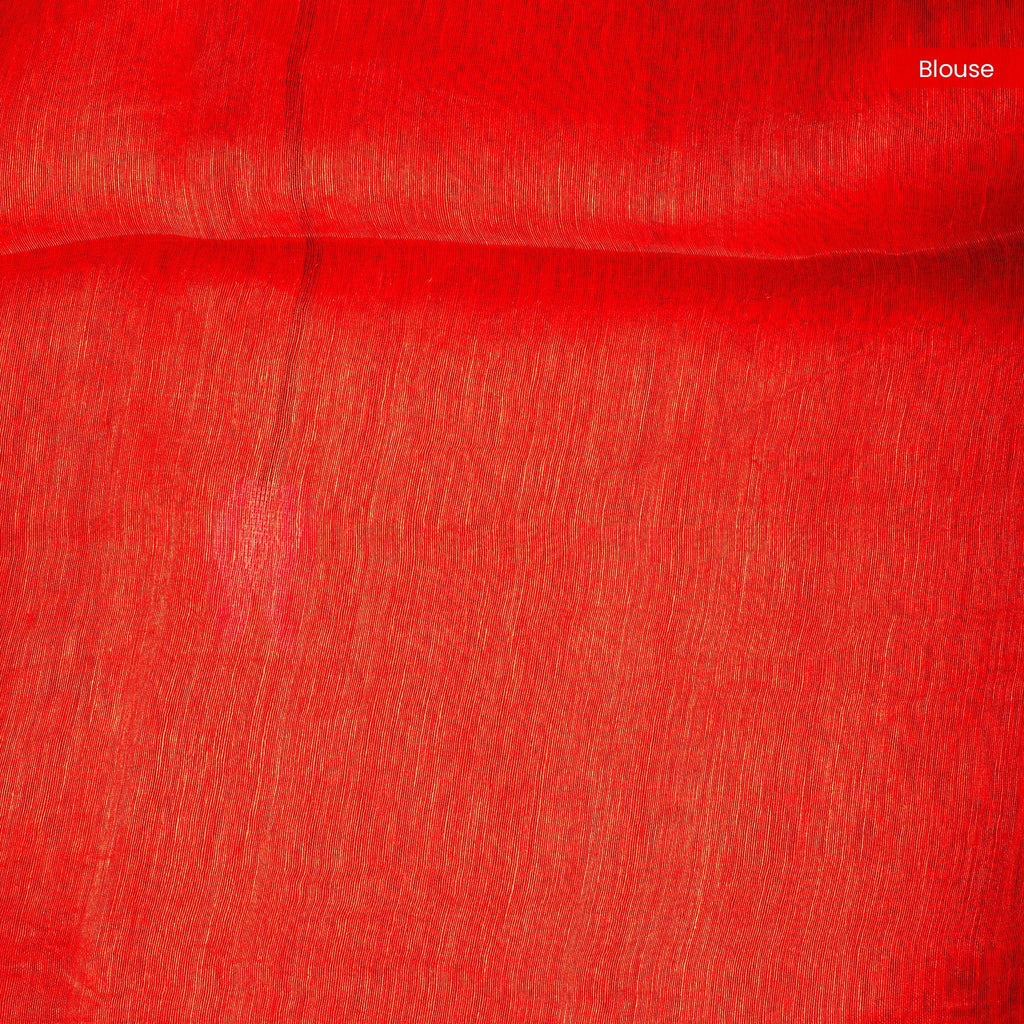 Matka Silk Jamdani Saree – Handwoven Artistic Elegance-Red - Kleem Boutique