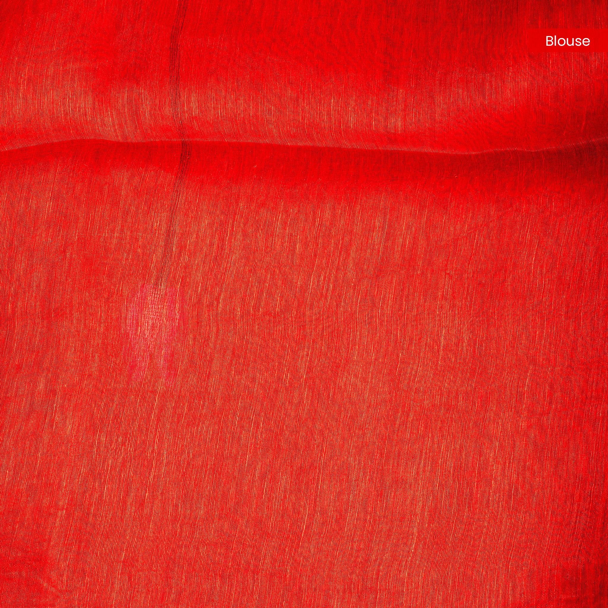 Matka Silk Jamdani Saree – Handwoven Artistic Elegance-Red - Kleem Boutique