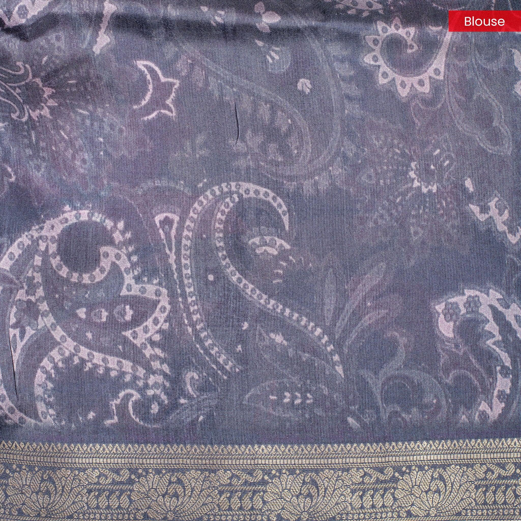 Jubilee Silk Ajrakh Saree - Black & Orange - Kleem Boutique