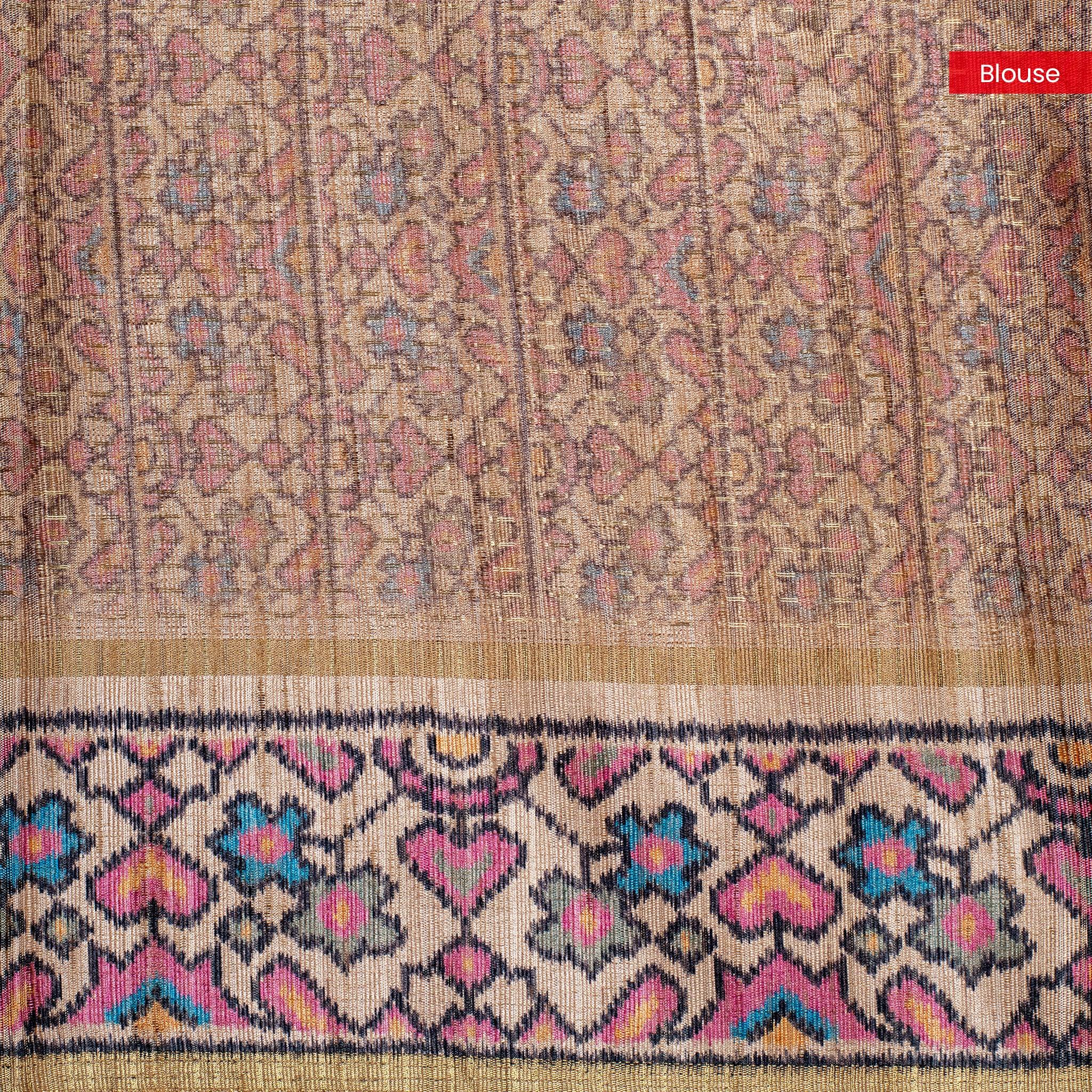 Semi Tussar Silk Saree – Zari Dotted Lines with Contrast Pallu - Kleem Boutique