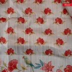 Semi Tussar Silk Saree – Zari Checks with Off-White Floral Pallu - Kleem Boutique