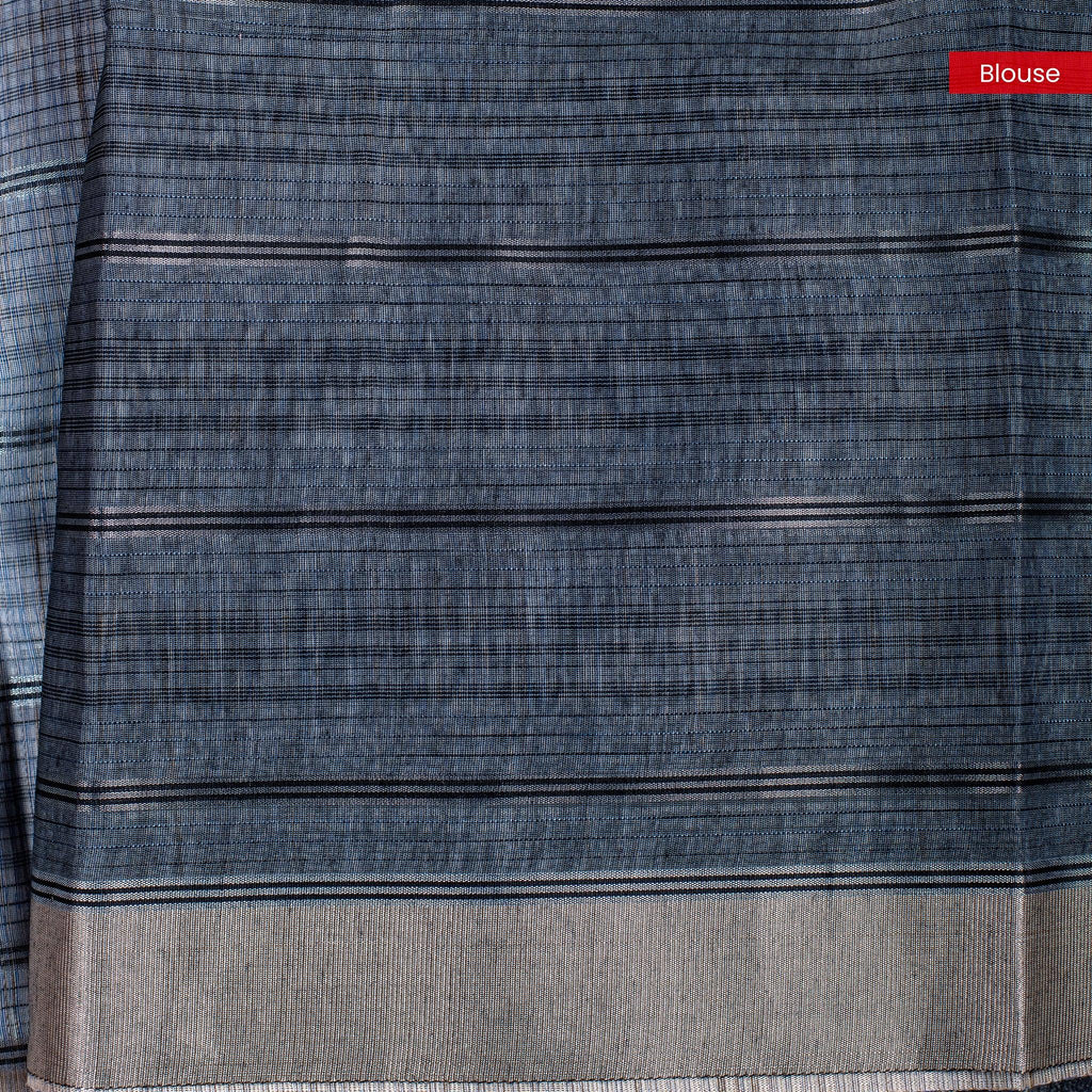 Handloom Cotton Weaving Saree - Grey - Kleem Boutique