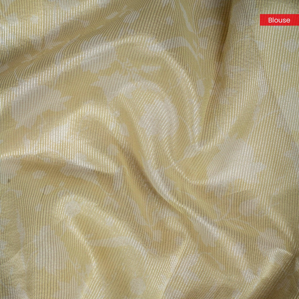 Organza Saree with Digital Print & Flamingo Embroidered Border - Lemon Yellow - Kleem Boutique