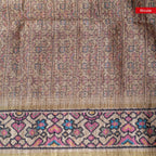 Semi Tussar Silk Saree – Zari Dotted Lines with Contrast Pallu - Kleem Boutique