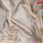 Handloom Masaroo Crepe Silk Saree with Digital Prints – Elephant Grey - Kleem Boutique