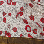Pure Handloom Nizam Border Silk Saree with Kalamkari Print - Kleem Boutique