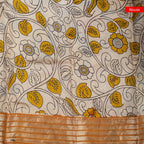 Pure Handloom Kanchi Border Silk Saree with Digital Prints - Orange - Kleem Boutique