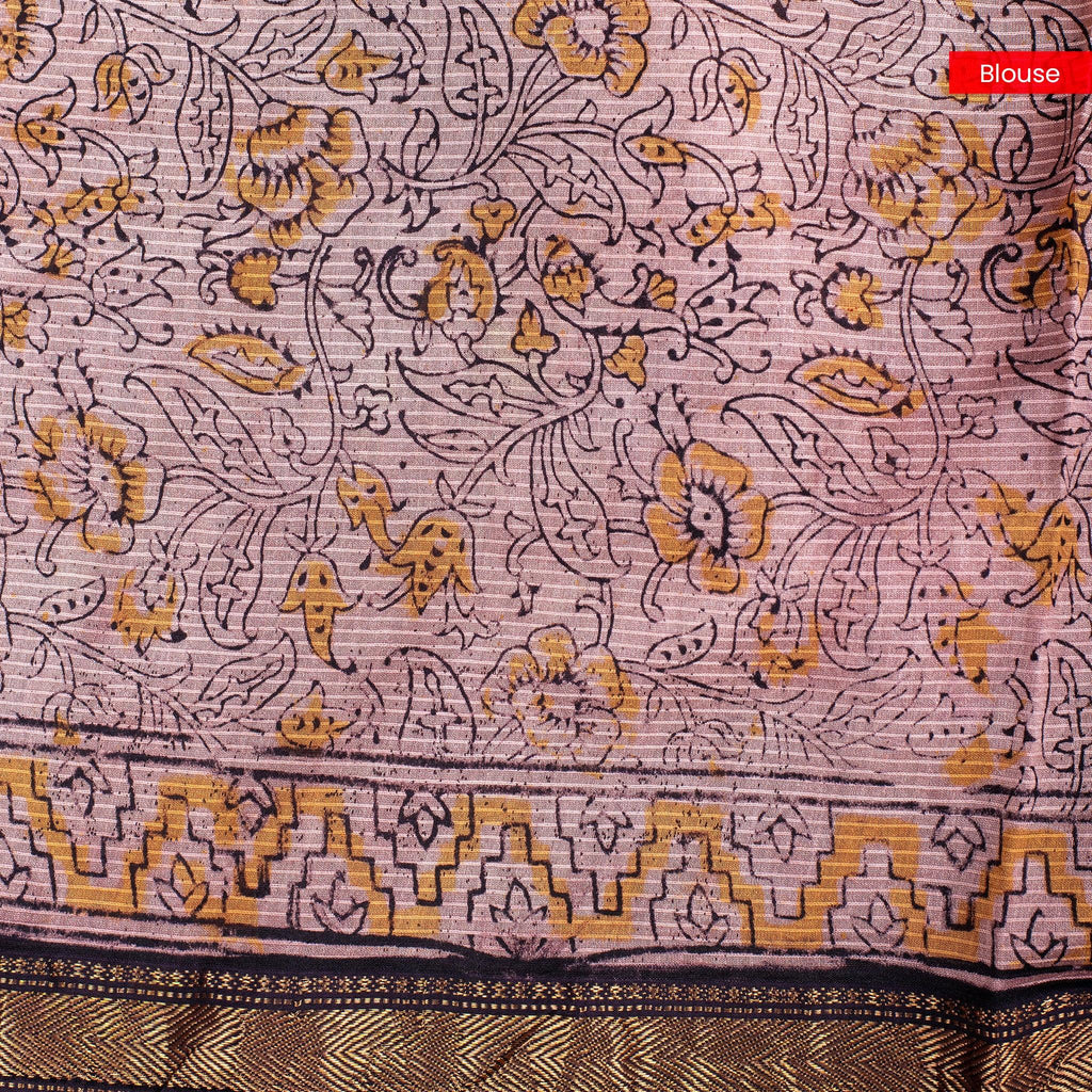 Pure Handloom Maheshwari Cotton Saree with Floral Digital Print - Maroon - Kleem Boutique