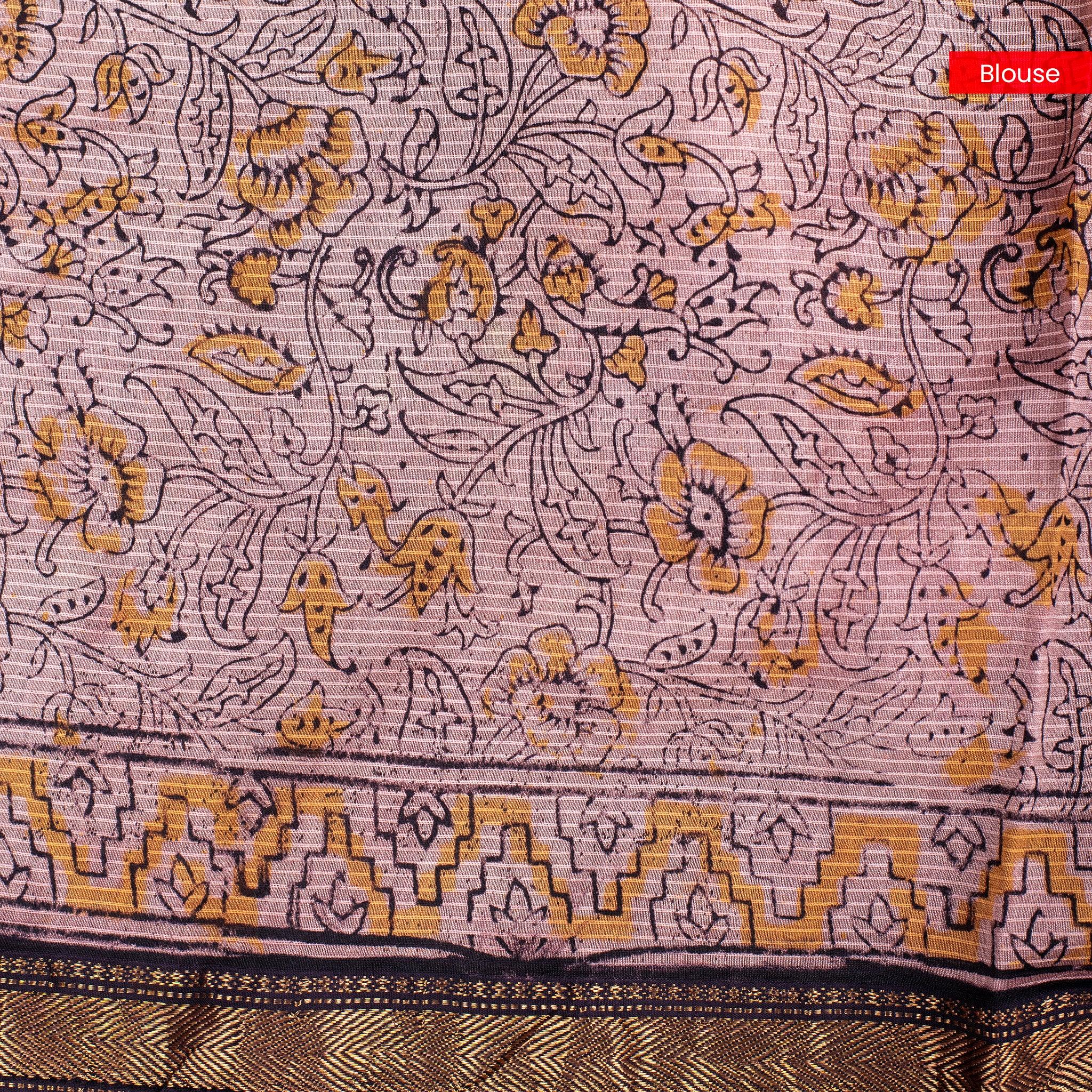 Pure Handloom Maheshwari Cotton Saree with Floral Digital Print - Maroon - Kleem Boutique