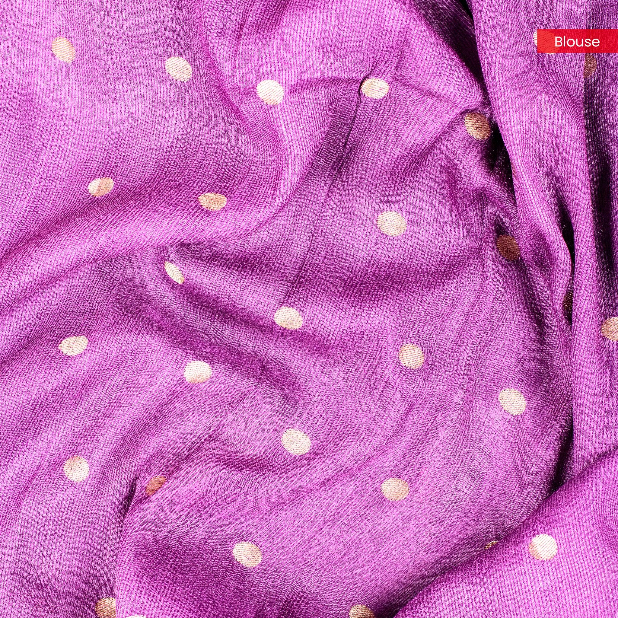 Pure Handloom Tussar Silk Saree with Contrast Antique Zari Border - Kleem Boutique