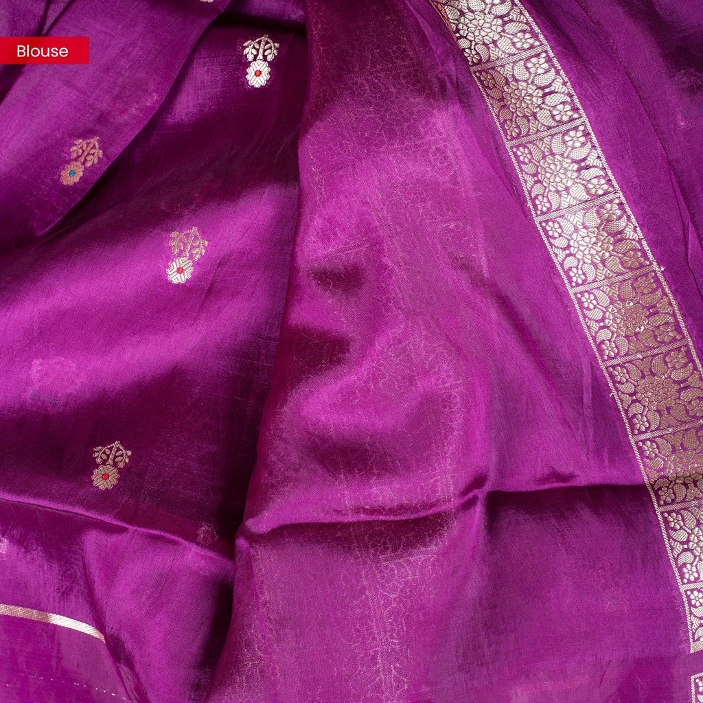 Banarasi Kora Saree - Magenta Colour - Kleem Boutique