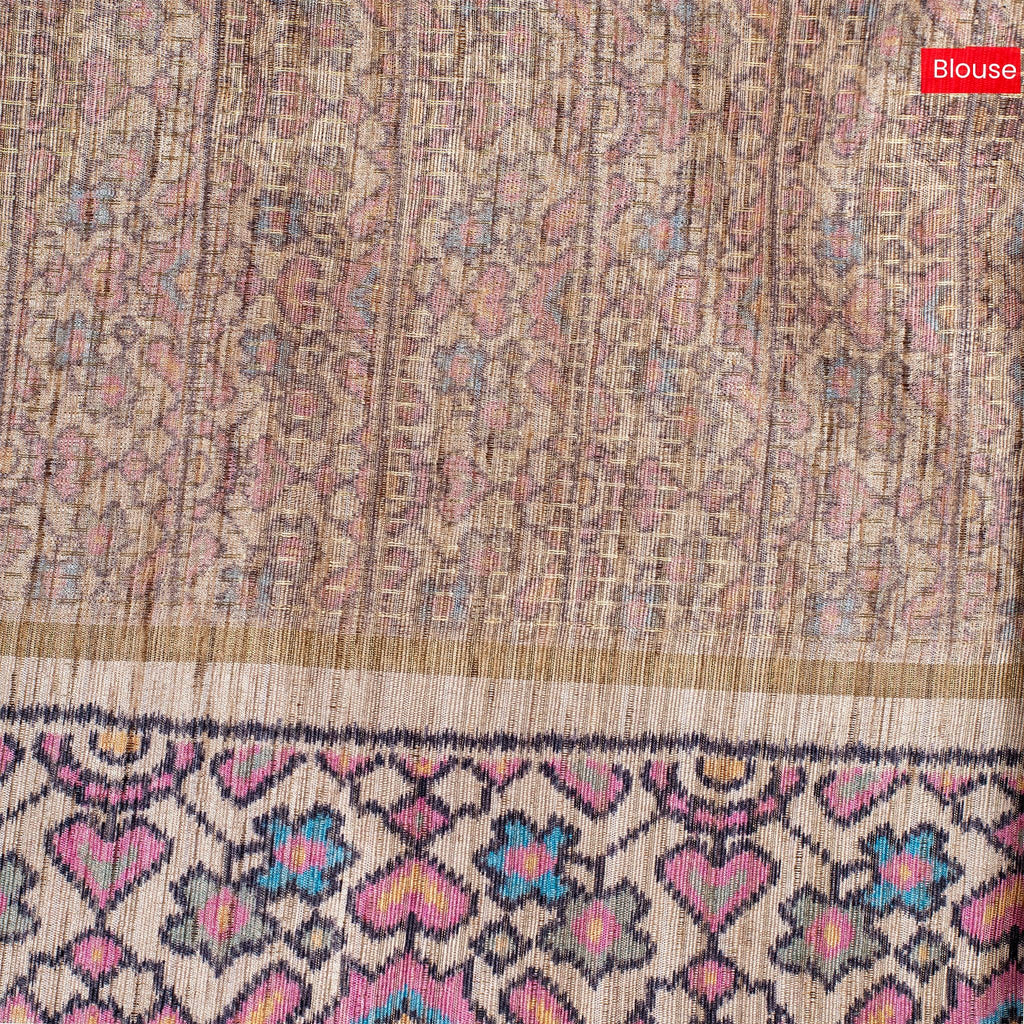 Semi Tussar Silk Saree – Zari Dotted Lines with Contrast Pallu - Kleem Boutique