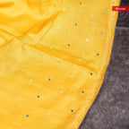 Pure Handloom Tussar Silk Off-White & Yellow Saree with Digital Print, Kantha & Cutwork Border - Kleem Boutique