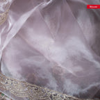 Tissue Kora Saree with Embroidery Work on the Border - Silver - Kleem Boutique