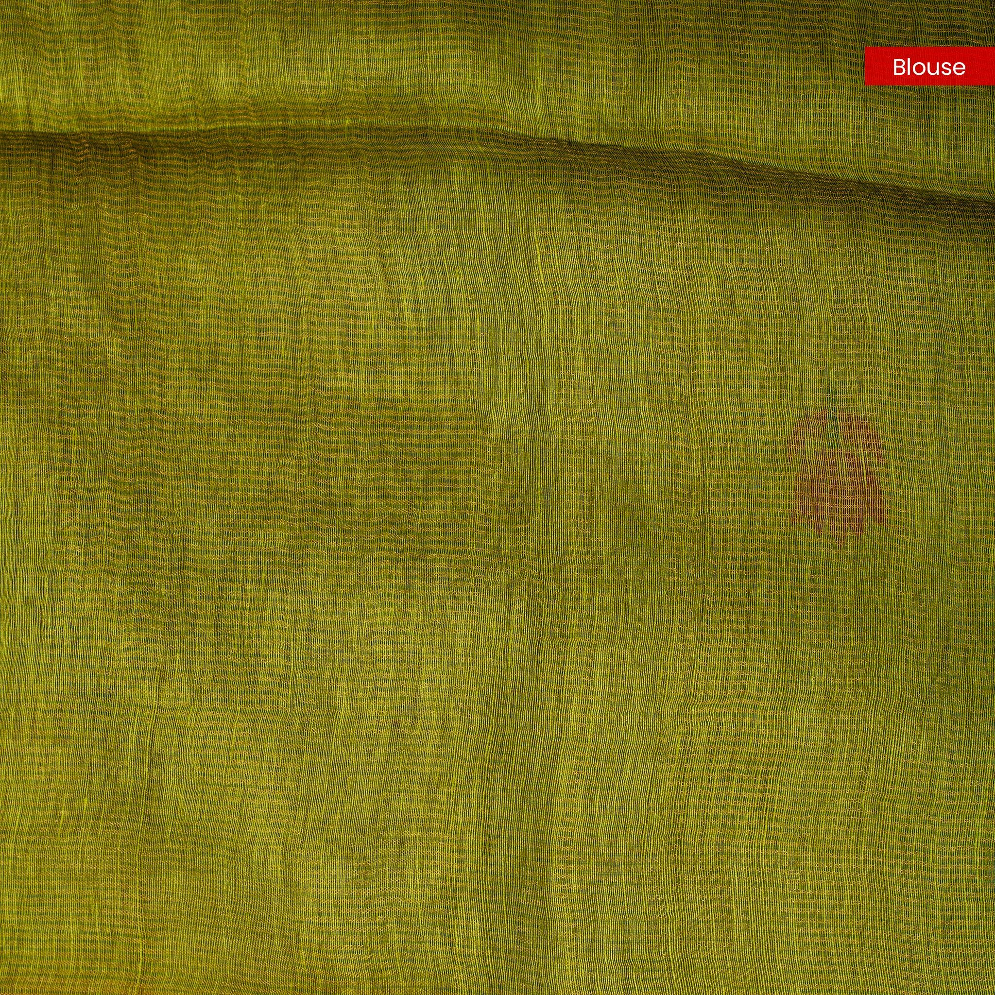 Matka Silk Jamdani Lotus Design Saree – Handwoven Heritage Elegance-Mehandi Green - Kleem Boutique