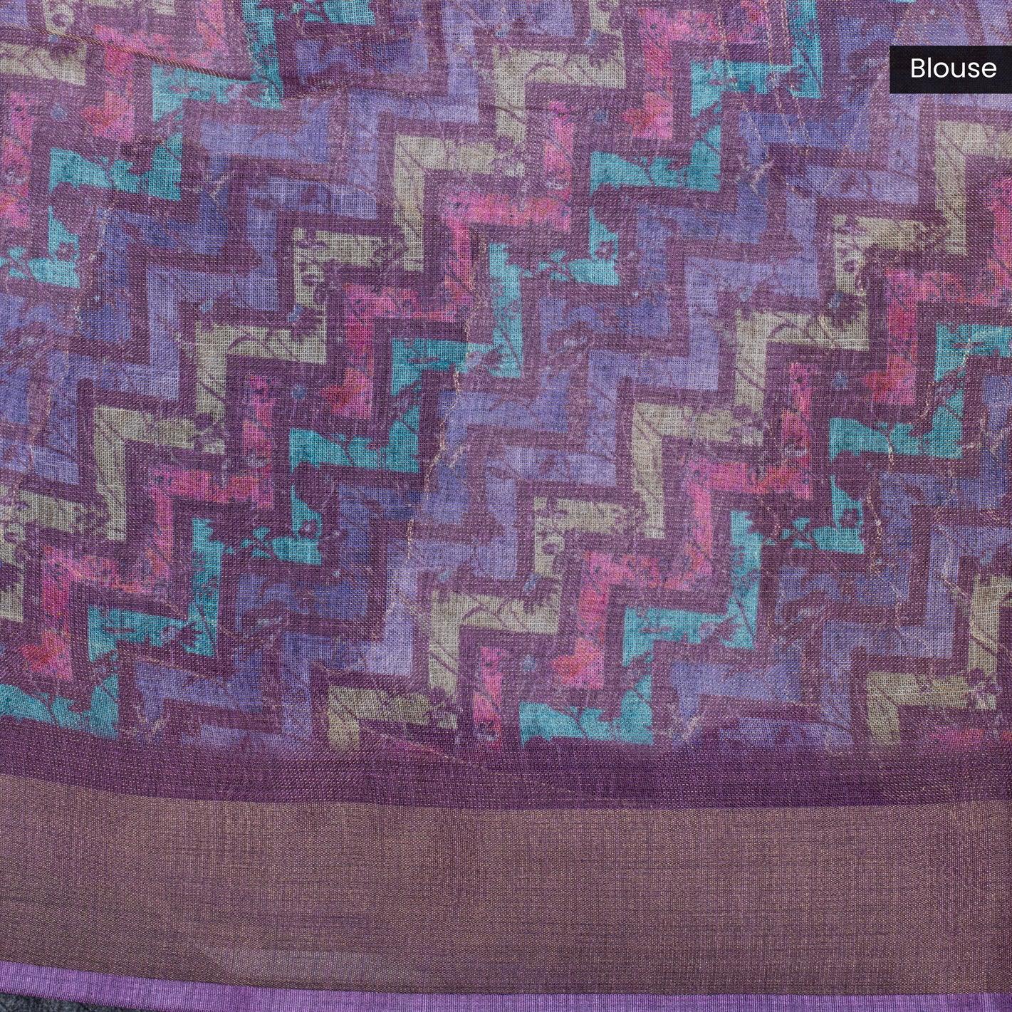 Linen Tissue Saree – Multicolour Highlighted Work - Kleem Boutique