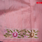 Semi Tussar Silk Saree – Organza & Tussar Fusion with Embroidery - Peach - Kleem Boutique
