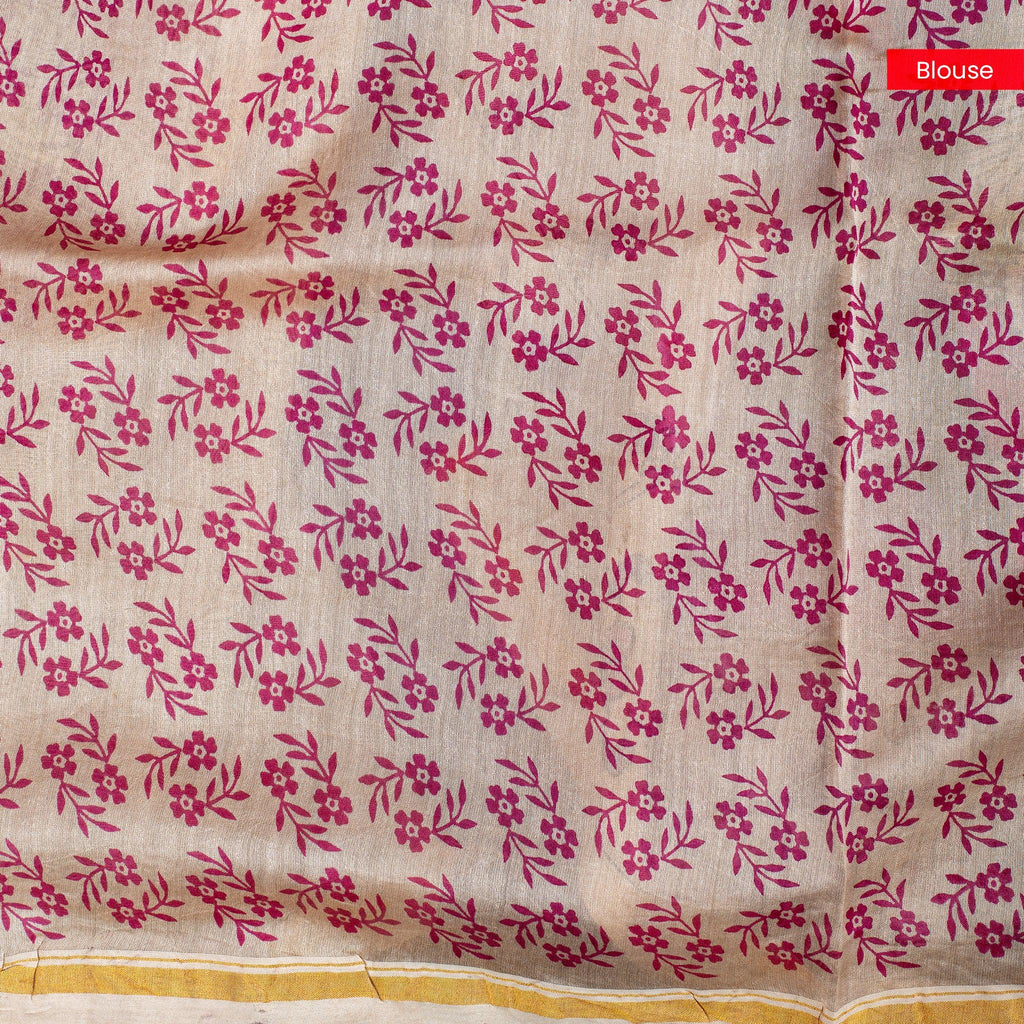 Pure Handloom Chanderi Cotton Saree with Floral Digital Print - Light Lavender - Kleem Boutique