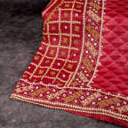 Pure Handloom Tussar Silk Deep Maroon Saree with Kutch Work & Mirror Embroidery - Kleem Boutique
