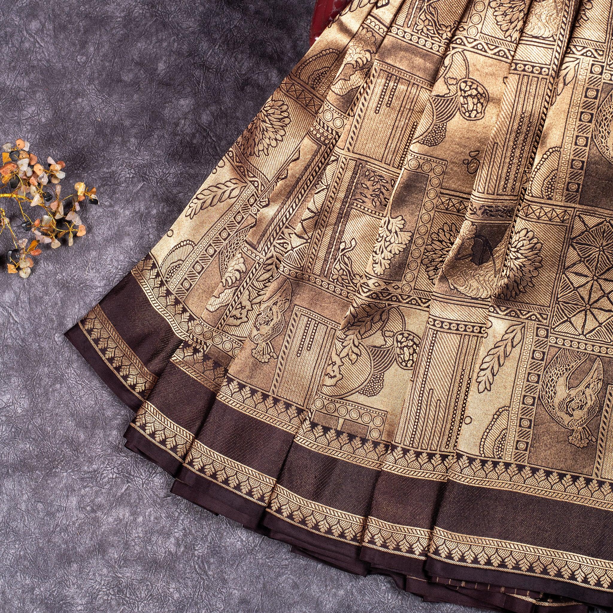 Pure Handloom Banarasi Brocade Saree with Animal Motifs - Kleem Boutique