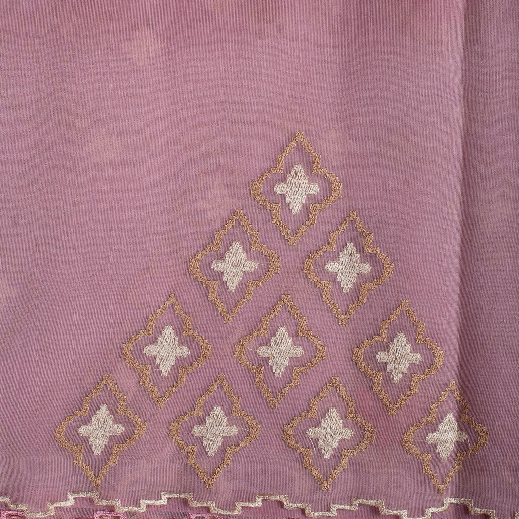 Soft Jute Tissue Organza Saree with Machine Embroidery – Elegant Pastels - Onion Pink - Kleem Boutique
