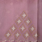 Soft Jute Tissue Organza Saree with Machine Embroidery – Elegant Pastels - Onion Pink - Kleem Boutique