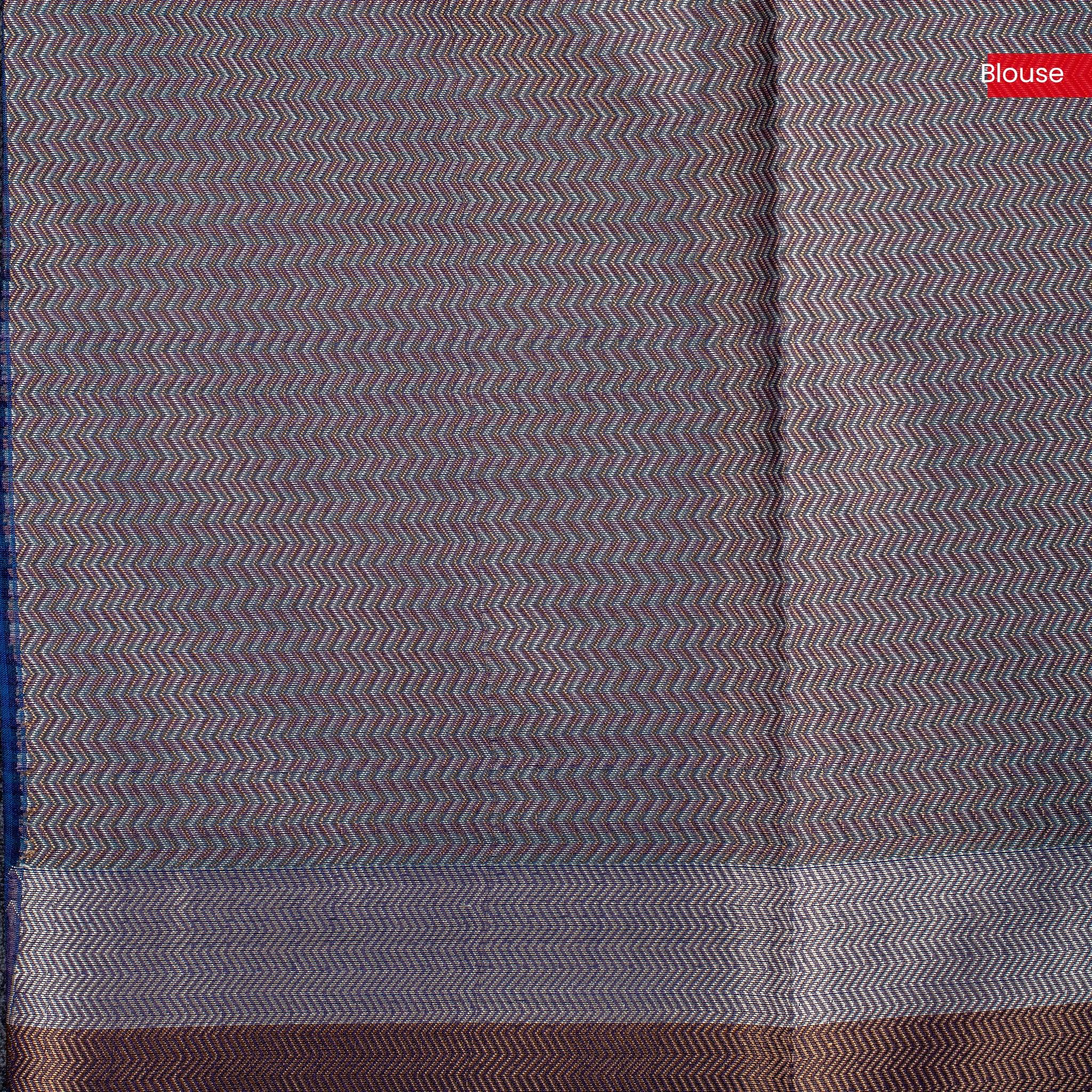 Handloom Cotton Weaving Saree - Blue Secondary image