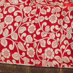 Pure Handloom Nizam Border Silk Saree with Kalamkari Print - Off White with Orange - Kleem Boutique