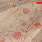 Linen Tissue Silk Saree – Off-White Digital Print - Kleem Boutique