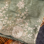 Crush Tissue Saree – Pista Green Colour - Kleem Boutique