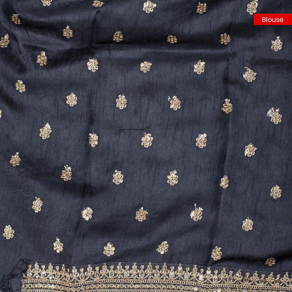 Pure Handloom Imported Satin Grip Saree with Sequin & Zari Embroidery – Black
