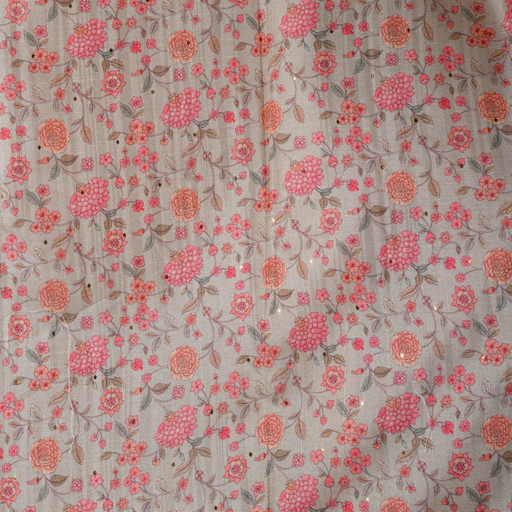 Semi Tussar Silk Light Sand Gold Saree with Applique Embroidery - Kleem Boutique