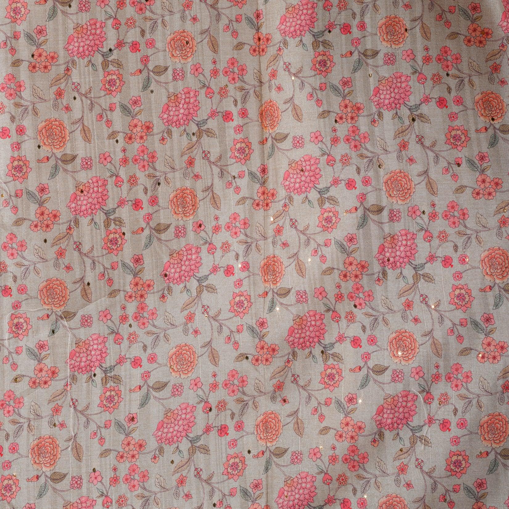 Semi Tussar Silk Light Sand Gold Saree with Applique Embroidery - Kleem Boutique