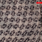 Pure Handloom Silk Kota Saree with Floral Digital Print - Elephant Grey & Off-White - Kleem Boutique