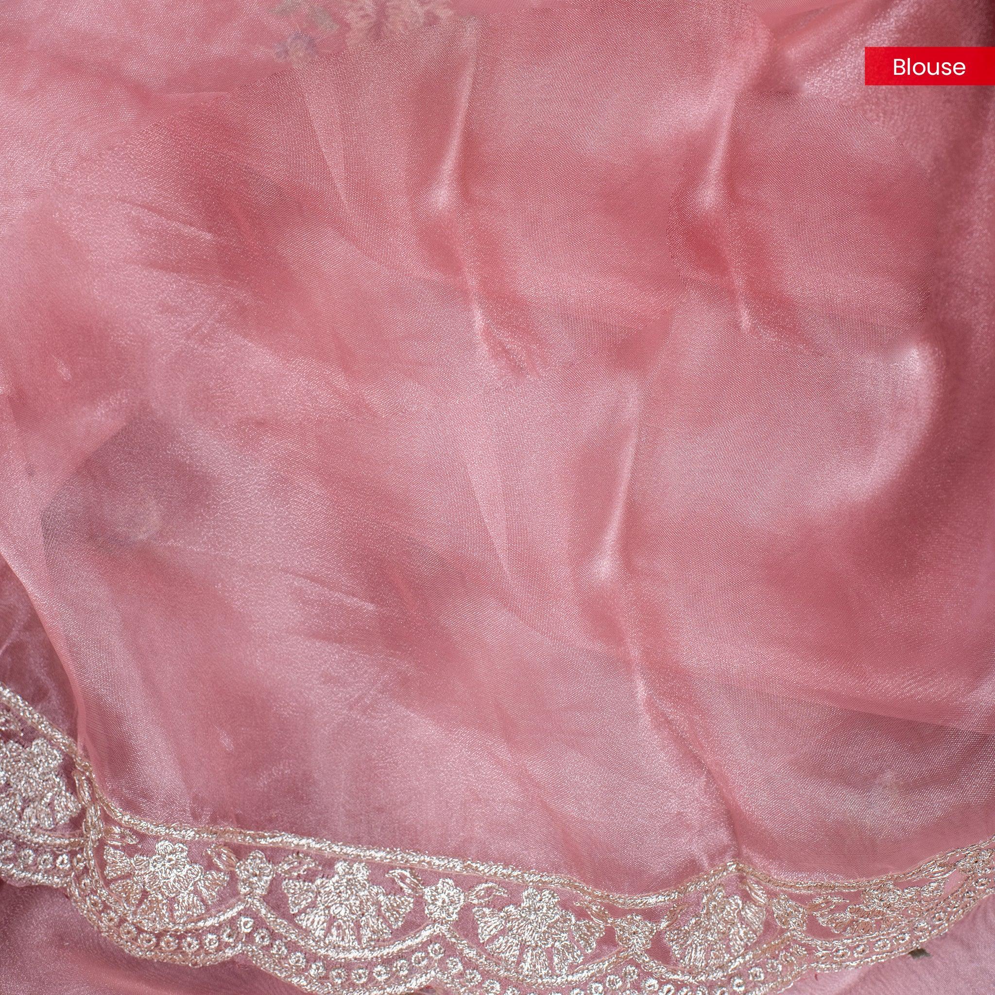 Tissue Kora Saree with Embroidery Work on the Border - Kleem Boutique