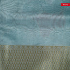 Kora Organza Saree with Pastel Floral Design - Light Sea Green - Kleem Boutique