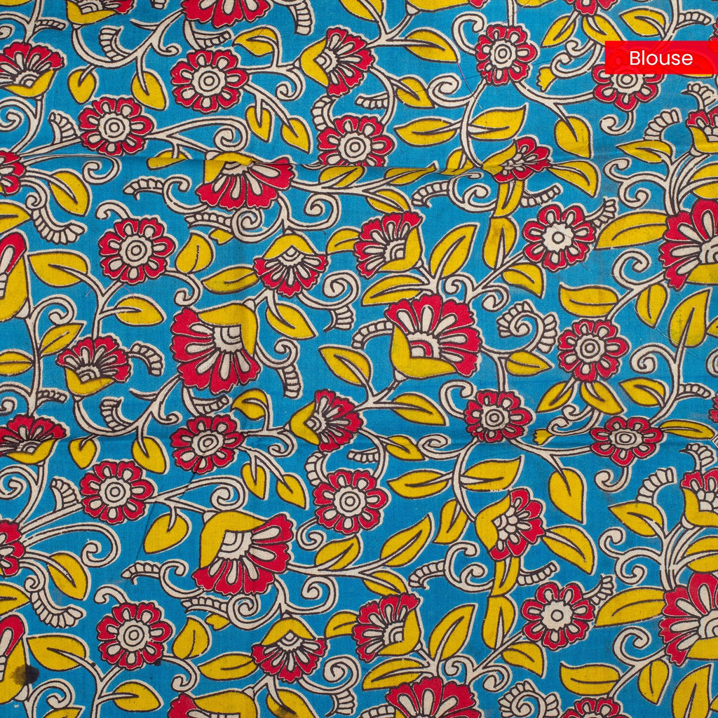 Pure Handloom MG Cotton Saree with Kalamkari Patch Work - Peach Pink - Kleem Boutique