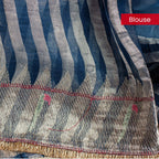 Pure Handloom Banarasi Kora Saree with Mukesh Work – Slate Grey - Kleem Boutique