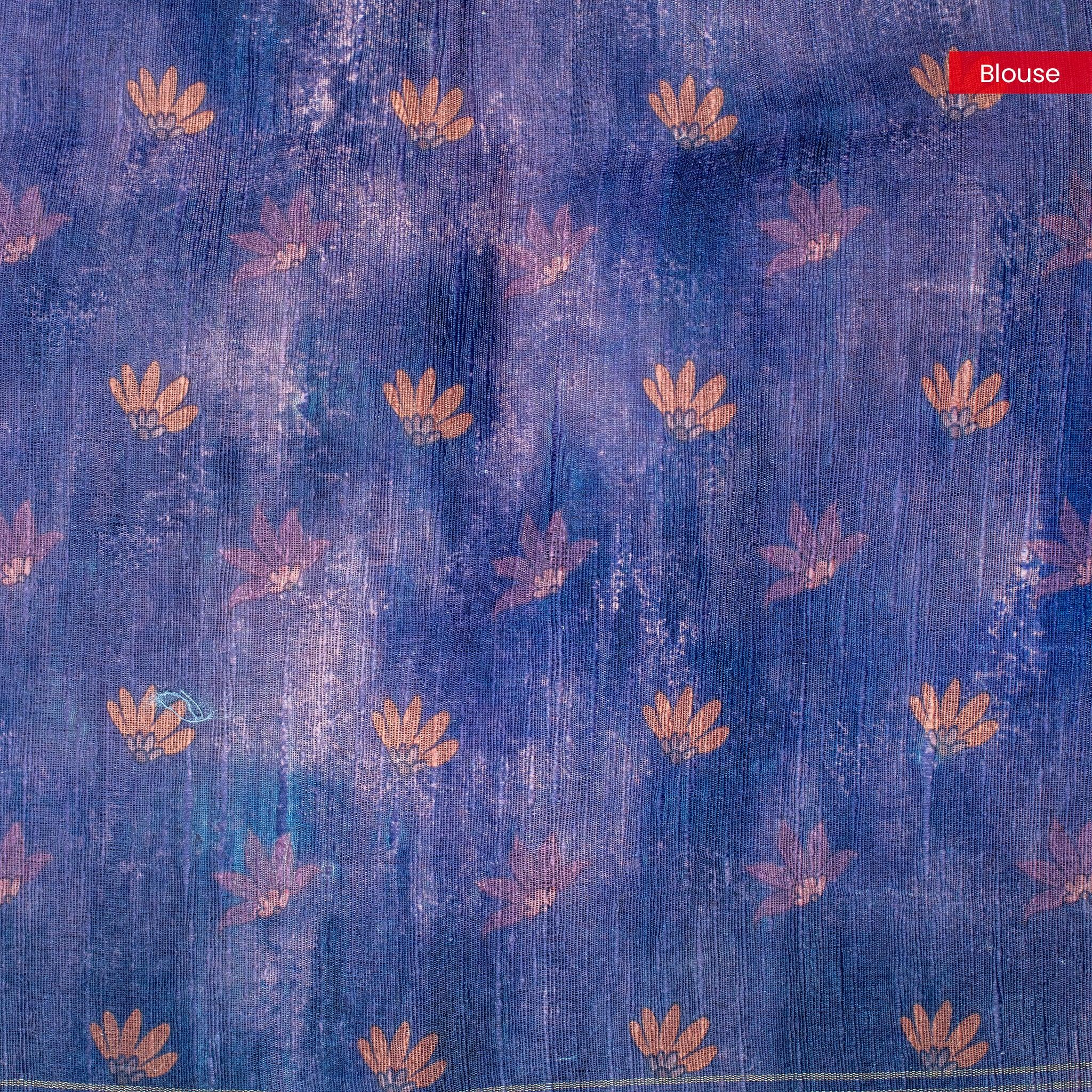 Semi Tussar Silk Saree – Eco Digital Floral & Leaf Print - Kleem Boutique