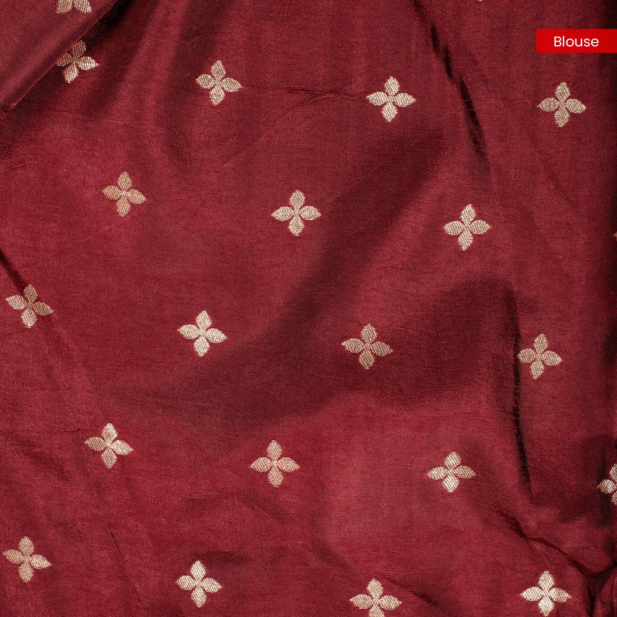 Jubilee Silk Ajrakh Saree-Red & Blue - Kleem Boutique