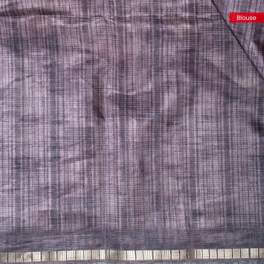 Semi Tussar Silk Saree – Kalamkari Floral Design with Zari Border - Kleem Boutique