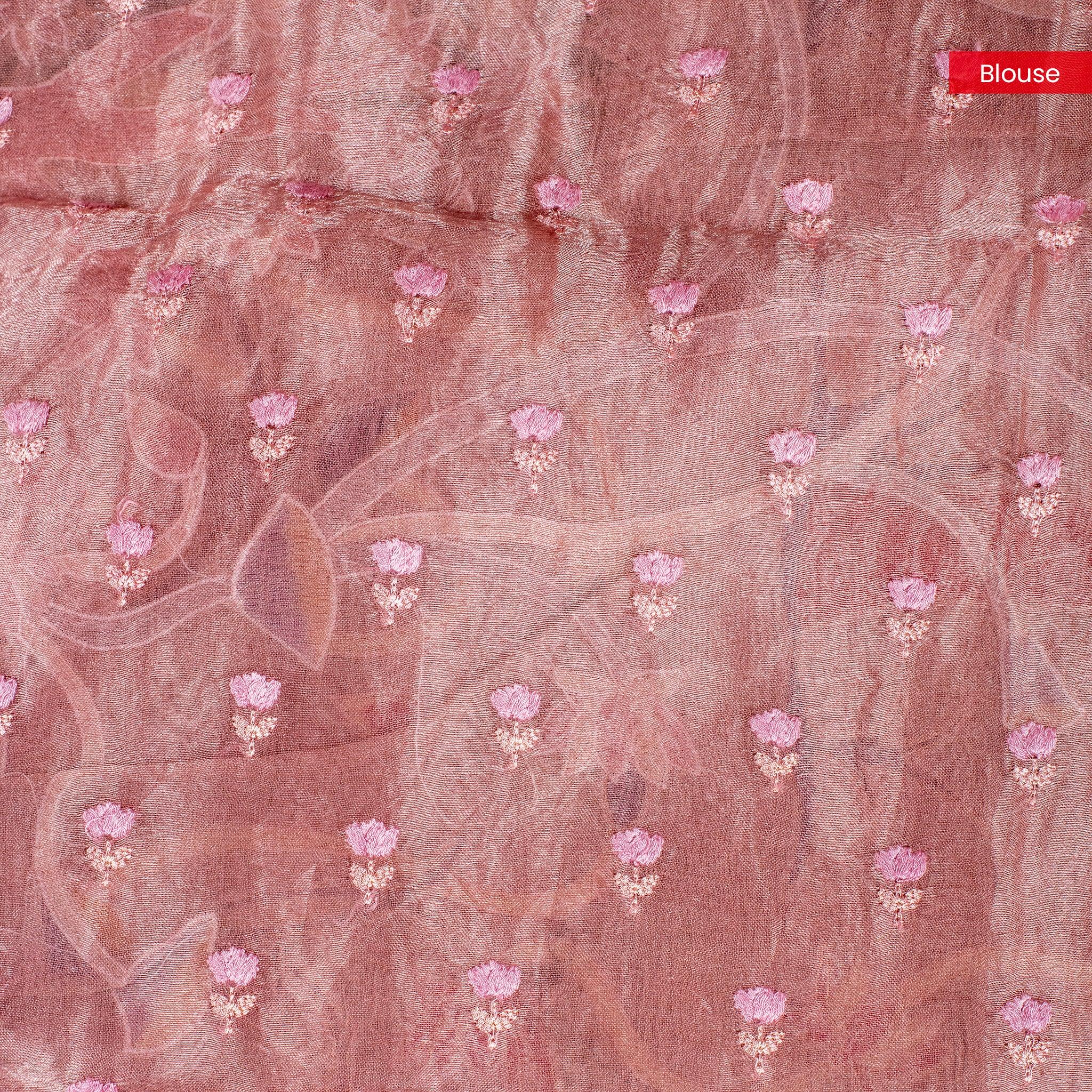 Pure Handloom Kora Tissue Saree – Appliqué & Aari Work - Kleem Boutique