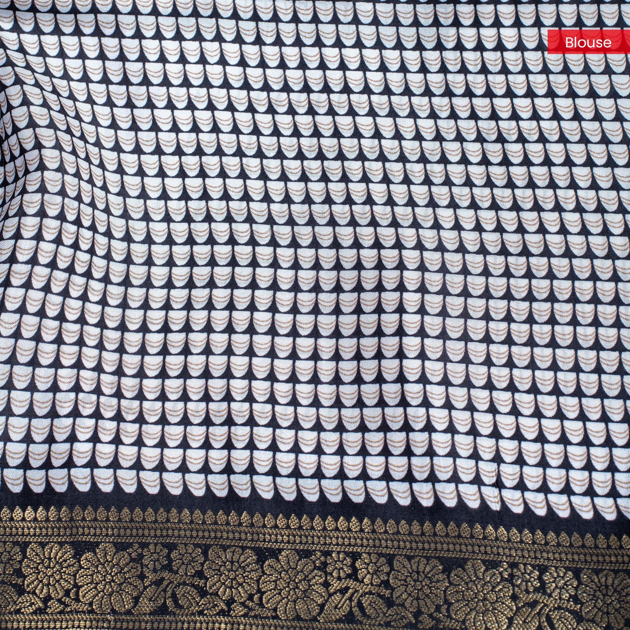 Saundarya Silk Saree – Classic Black & White Combination - Kleem Boutique