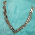 Green Tissue Soft Organza Saree with Rose Embroidery & Gota Patti -  Green