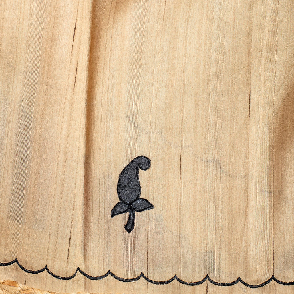 Semi Tussar Silk Saree with Applique Work – Off-White & Black - Kleem Boutique