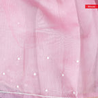 Jute Tissue Silk Saree with Mothi Embroidery – Onion Pink - Kleem Boutique