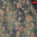 Semi Tussar Silk Saree – Eco Digital Floral & Leaf Print - Kleem Boutique