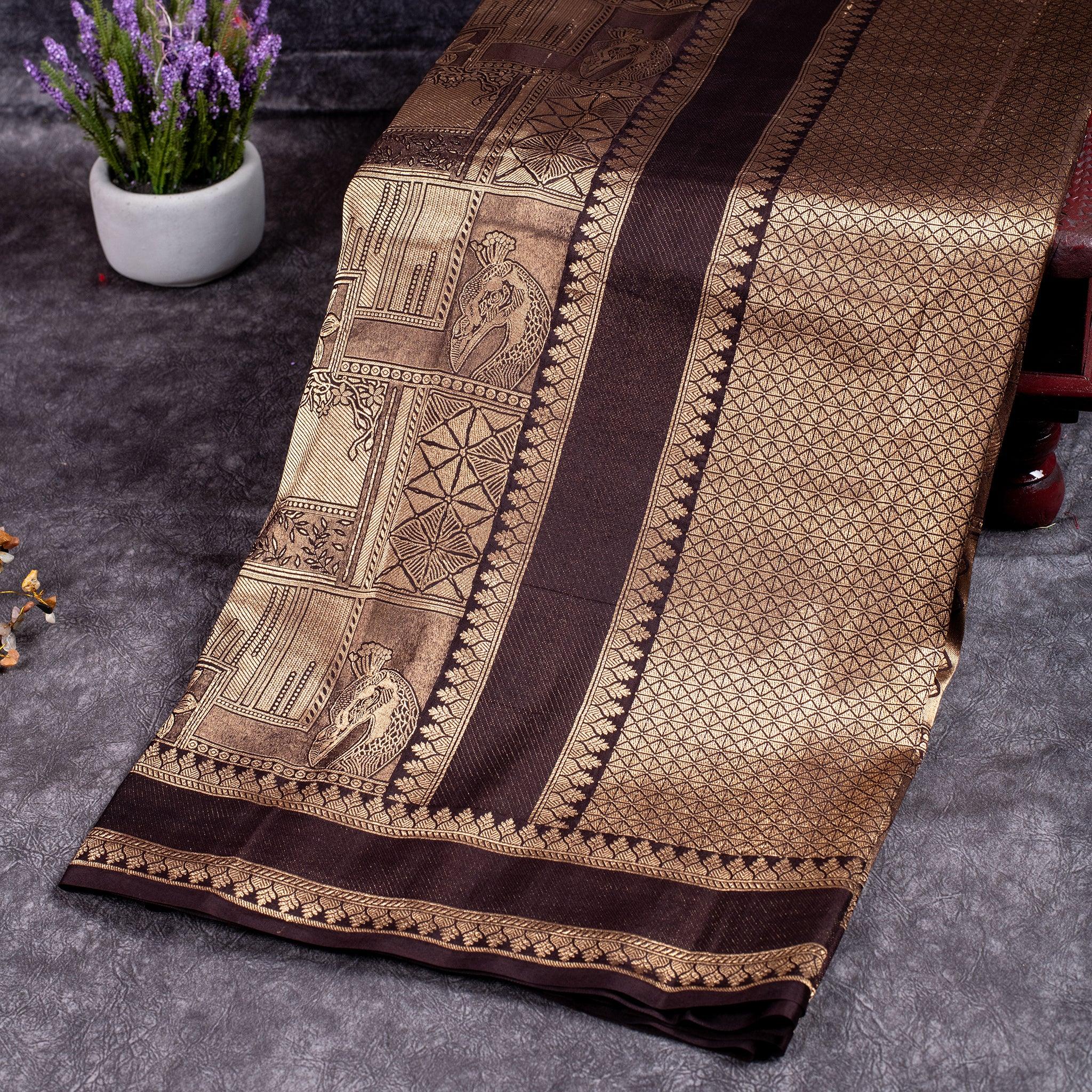 Pure Handloom Banarasi Brocade Saree with Animal Motifs - Kleem Boutique