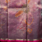 Handloom Organza Tissue Saree – Floral Digital Print with Hand Embroidery - Kleem Boutique