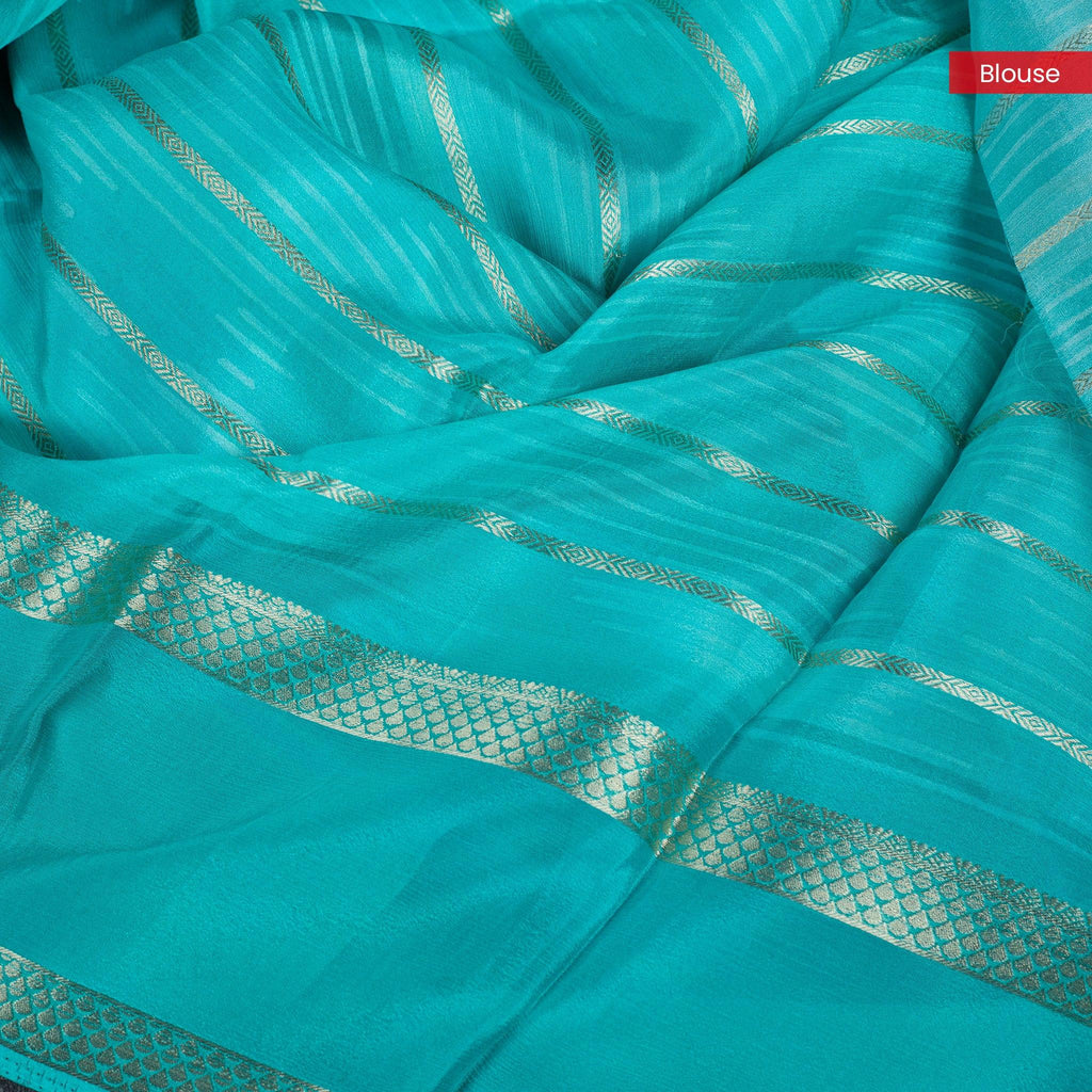 Shrinagar Silk Saree – Chinnon Crepe Fabric - Light Green - Kleem Boutique